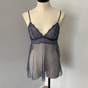 Victoria's Secret Fairy Core Navy Blue Sheer Lingerie Lace Cami Top - Size S